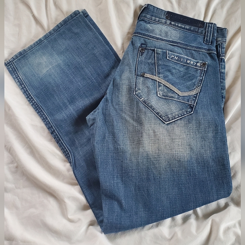 Parish Nation Distressed Bootcut Men's Blue Jeans 34 X 32 100% Cotton PN-119972